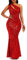 VERWIN Robe moulante sans manches à col oblique sirène à paillettes pour femme, Rouge, Taille M