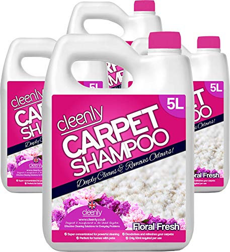 Cleenly Carpet Shampoo Cleaner Solution (20 litres) - Floral Fresh Fragrance - Safe for All Carpet Cleaning Machines - Effectively Removes Pet Odours
