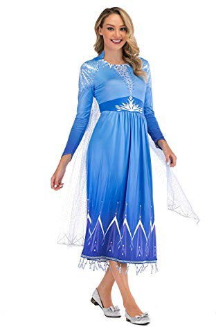 LOBTY Damen Prinzessin Kleid Erwachsene Cosplay Kostüm Langarm Abendkleid Karneval Party Verkleidung Weihnachten Halloween Fest Set aus Diadem, Zauberstab, Halskette, Ohrringe, Geflecht, Handschuhe