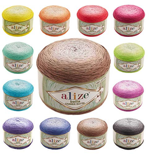 250g Farbverlaufsgarn Alize Bella Ombre Batik XL Strickgarn Häkelgarn Farbwahl, Farbe:7410 Brauntöne
