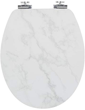 Wirquin 20723478 Abattant wc Diplomat Marbre avec frein de chute et charnières en inox, blanc