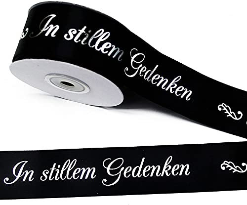 CaPiSo 20m Trauerband 40mm Breite mit Silber-Schrift personalisiert für Trauerschleife Trauer Grabschleife Schleifenband Gedenken Schleife Beerdigung Urnenbeisetzung Grabschmuck (20m)