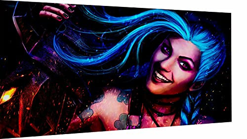 Magic Canvas Art - Bilder League of Legends Jinx Spiel Gaming Leinwandbild 1- teilig Hochwertiger Kunstdruck modern Wandbilder Wanddekoration Design Wand Bild, Größe: 40 x 30 cm