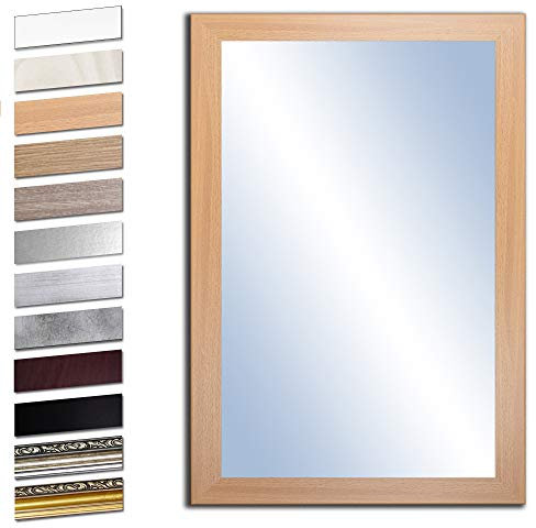 Bilderdepot24 Wandspiegel Spiegel Badspiegel Holzrahmen komplett mit Echtglas - BUCHE - ca. 70x50 cm I SUA-6071 V-III