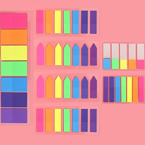 Haftmarker, 940 Stück 7 Sets Haftstreifen, Transparent Plastik Film Haftnotizen, Haftnotizen, Beschreibbare Etiketten, Tabs Beschreibbare Etiketten für Seitenmarkierung (7 Farben)
