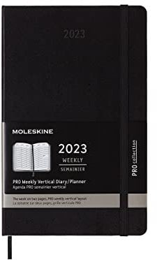 Moleskine Professioneller Wochenplaner 2023, 12-Monats-Wochenkalender mit Vertikalem Layout, Planer mit Stundenaufteilung, Hardcover, Großformat 13 x 21 cm, Farbe Schwarz