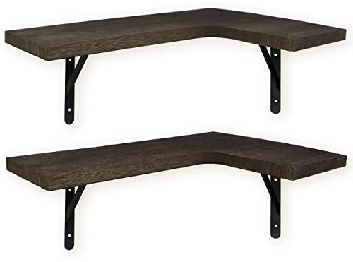 Eckregal hängend | Wandregal für die Ecke | Eckregal aus Holz mit Regal-Halterung für die Wand in Küche, Badezimmer, Wohnzimmer, Schlafzimmer usw. | Regale für Ecken im 2er-Set