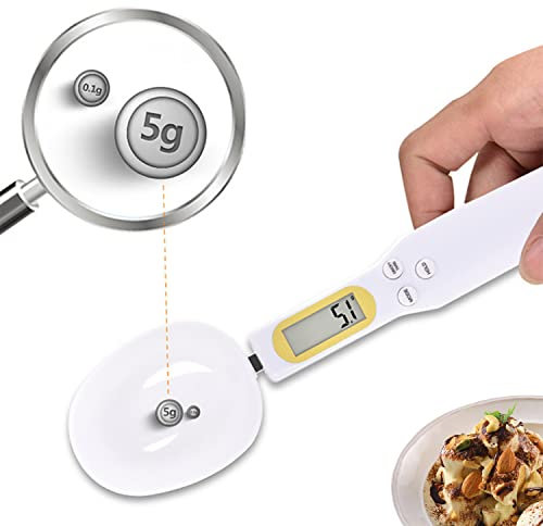 YUXUE Cuillère à Mesurer Électronique, Échelle de Cuillère Numérique Réglable, Pesée Jusqu'à 500 g/0, 1 g, Mesures D'affichage CD, Unité de Support g/oz/gn/ct pour la Cuisine, le Café, la Pâtisserie