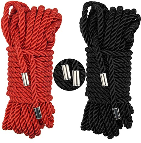 Coldairsoap Soft Silk Rope, Shibari Rope,Japanese Ropes Kit for Beginners and Experienced Riggers for Simple and Complex Knots Twisted Satin Shiny Cord 32 Feet/8MM