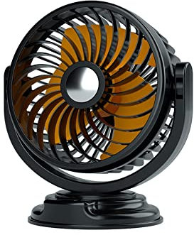 iSpchen Autolüfter 360 Grad Drehung Leise Ventilator Tragbarer Ventilator Auto 24V zigarettenanzünder Lüfter Armaturenbrett Tischventilator Sommer Luftstrom Starker kühlung Lüfter