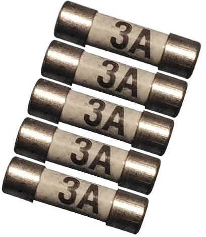 SISI UK® 3 AMP MINI SHAVER PLUG FUSES 20MM X 5MM - PACK OF 5