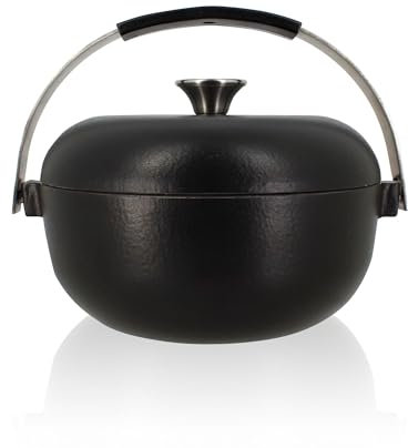 OGO LIVING - Cocotte OLAF 25cm en fonte noir avec anse en acier inoxydable - Compatible tous feux dont induction