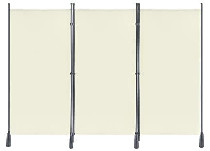 LZQ Paravent Trennwand 275 x 180 cm Stoff Raumteiler 3 Teilig Balkon Sichtschutz Klappbar Freistehend Stellwand Faltbar Garten Büros Beige