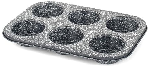Salter BW07035BRMFOB Megastone Carbon Steel 6 Cup Muffin Pan, Baking Tray, Cake Tin, Non-Stick Coating, PFOA-Free, Oven Safe, Long-Lasting Bakeware, Strong & Durable