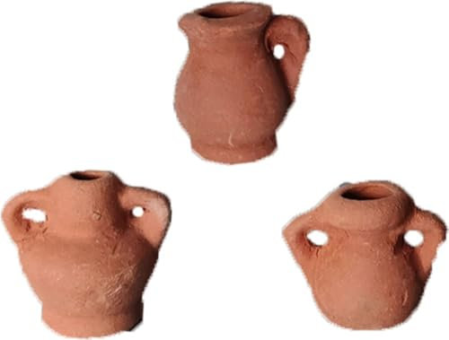 FADEDA Lot de 3 chopes en terre cuite - Hauteur : 5 cm - Peintes à la main - Figurines détaillées - Décoration de table de Noël