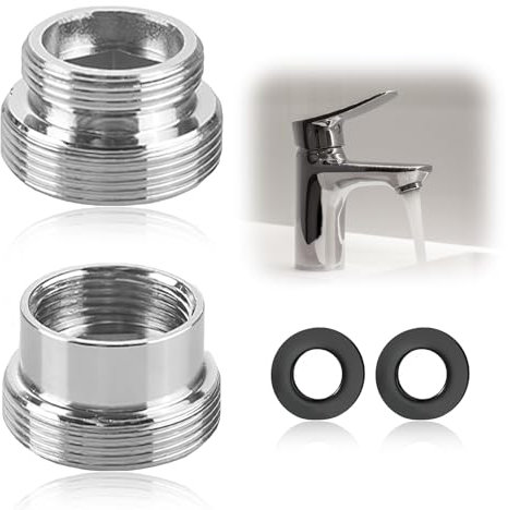 Set da 2 Adattatore per Rubinetto in Metallo, Connettore Filettatura Maschio per Rubinetti da Cucina e Acqua - Adattatori per Rubinetto Femmina - Versatilità 16-22 mm
