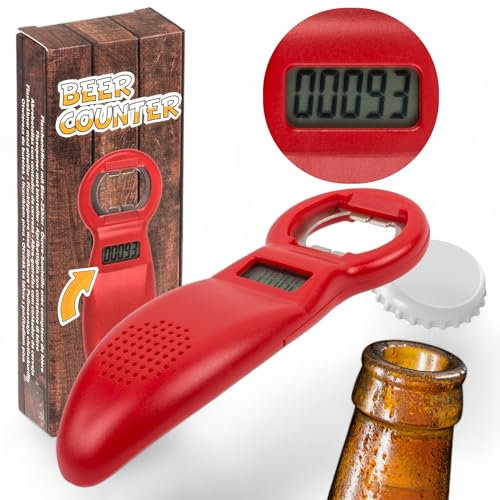 MIJOMA Contatore birra, apribottiglie, contatore di birra digitale, gadget per feste, regalo perfetto, divertimento e umorismo garantito, 14 cm