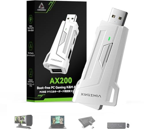 Megadream AX200 PC Spiel Tastatur und Maus Adapter für PC, App Anpassung mit Smart Joystick Funktion, 1000Hz Reporting Rate, Flex Mapping, Boot-Free, Gaming Tastatur Maus Konverter für Konsole
