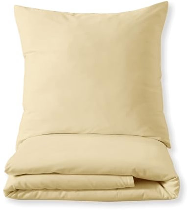 Luxuriöses Bettset aus Mako-Satin 100% Baumwolle 135x200 155x220 200x200 200x220, Größe:155 x 220 cm, Farbe :Natur