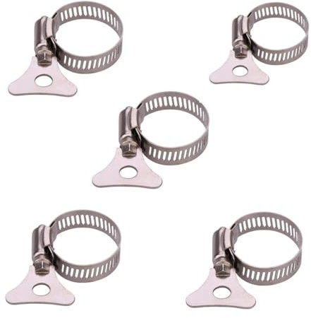 Khanjan Stainless Steel Hand Adjustable Worm Gear Hose Clamps - Key Type Hose Clamps for Gas, Water, Tap, Garden Pipes, tube clamp and Plumbing & Mechanical Applications (Pack of 05)