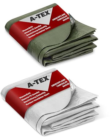 A-TEX® Abdeckplane 90g/m² (Grün, 2 x 3 m) | Verschiedene Stärken, Größen und Farben wählbar | Plane mit Ösen | Gewebeplane Gartenplane Bauplane Schutzplane | wasserdicht | reißfest | UV-stabilisiert
