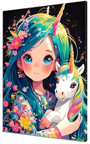Malen Nach Zahlen Einhorn, DIY Malen nach Zahlen Mädchen für Anfänger und Erwachsene, Bastelset Erwachsene Paint by Numbers Ölgemälde mit 3 Pinsel, Acrylfarbe für Wanddeko (Ohne Rahmen) 30x40cm I-9