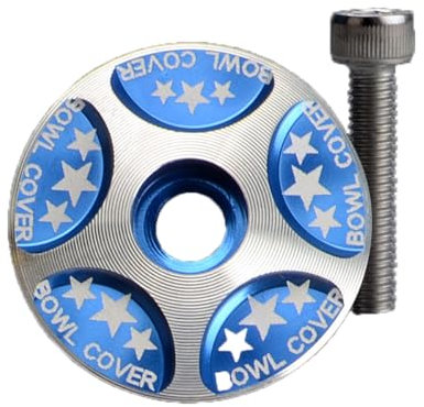HOUSON Fahrrad Headset Top Cap, Aluminium Bike Vorbau Top Cap Fahrrad Steuersatzkappe Stem Cap MTB Headset Cap 28.6mm Blau