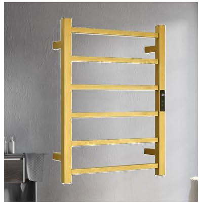 WRJAHCG Handtuchtrockner Heizkörper Mit Thermostat,Wandmontage Handtuchheizkörper Elektrisch,Elektroheizung Handtuchwärmer Mit Timer,Gold,Right line
