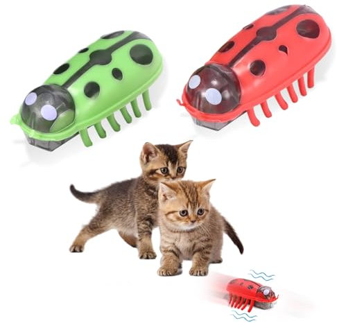 Mini Käfer, 2 Stück Käfer Katzenspielzeug Elektrischer Käfer Katzenspielzeug Marienkäfer Spielzeug Interaktive Wanze KatzenspielzeugKäfer Haustier Lustiges Spielspielzeug für Katzen Kätzchen Training