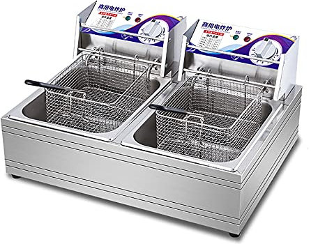 Freidora eléctrica Comercial, freidora de encimera Profesional de Alta Capacidad de 10 l/20 l, para restaurantes de Papas Fritas, Puestos de Comida rápida, Bares de Aperitivos y fi