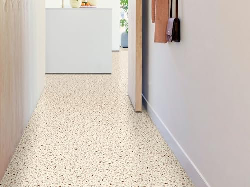 misento Vinylboden Astell – PVC Bodenbelag in Terrazzo-Optik, ca. 2,5 mm stark, pflegeleicht & wasserfest, für Feuchträume, 200 x 800 cm, Beige