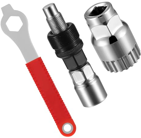 Wangzhenxi 3-in-1 Bike Crank & Bottom Bracket Removal Tool Set with Pedal Spanner - Heavy-Duty MTB Tools for Square Threaded Crankset, Bicycle Repair & Mountain Bike Maintenance, Steel Construction