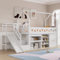 Zubaliya Lit cabane Enfants 90x200 avec tiroirs et casier,lit Mezzanine 1 Place escalier,lit Enfant avec Rangement,superposé Enfant avec Toboggan et escalier,avec Porte magnétique,Bois Massif,Blanc