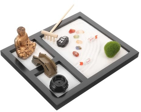Gogogmee Buddha Statue Zen Garden Accessory Japanese Zen Sand Garden Ornaments Tool Kit