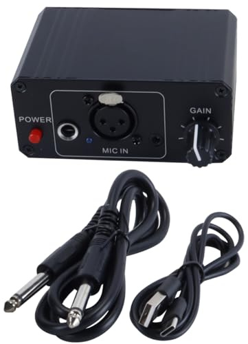 Durlo Microphone Preamp with 48V Phantom Power Black Housing for Condenser Dynamic Microphones Music Recording
