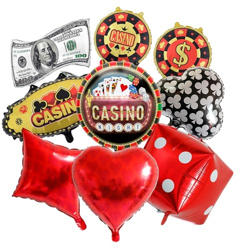 Casino Deko,Las Vegas Deko,Casino Folienballon,Las Vegas Kasino Royale Ballons Set -Folienballons, Thema Party Hochzeit Geburtstag Deko