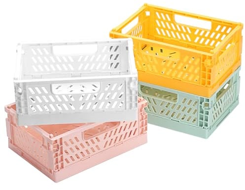 4 Stück Faltbarer Aufbewahrungskorb, Kleine Faltbare Aufbewahrungsboxen Aufbewahrung Klappboxen Faltbar Stabil, Multifunktionaler Klappkorb Faltbare Box für Bad Schrank Küche Schlafzimmer Organizer