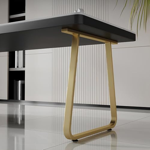 WATAOW 1er-Set Metall Tischbeine, U-Form Möbelfüße aus Stahl, Schwarz Bankbeine Bankgestell Gartenbank Beine Bankfüße, DIY Ersatz Stützfüße für Schreibtisch Esstisch(Gold,45x62cm)