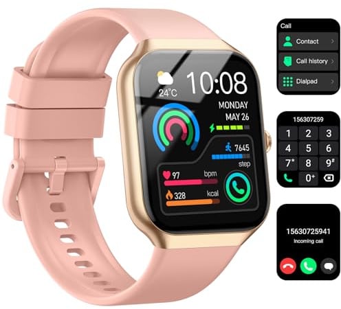 Reloj inteligente para mujer, 1,96 pulgadas, HD, táctil, con función de teléfono, reloj inteligente para fitness, monitor de ritmo cardíaco, monitor de sueño, podómetro, 113 modos de deporte, IP68