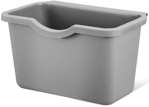 Kunststoff Hängender Küchenabfalleimer Klein Modern, für Schranktür | Zwei Montagemöglichkeiten, mit Stabilen Halterungen, für Küchenabfälle und Schälreste, Grau