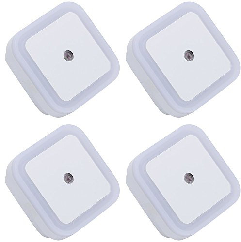Conjunto de la luz de la noche del LED de 4, FLYING_WE 0.5W Lámpara ligera de la noche del LED del enchufe con el sensor del anochecer al amanecer, Ideal para Dormitorio, Baño, Pasillo, Escalera.