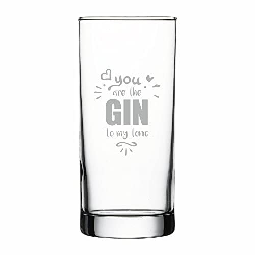 4youDesign Gin Glas mit lustigem Spruch | You Are The Gin to My Tonic | Geschenkidee für Männer und Frauen | Geschenk zum Geburtstag, Weihnachten, Valentinstag | Füllmenge 485 ml