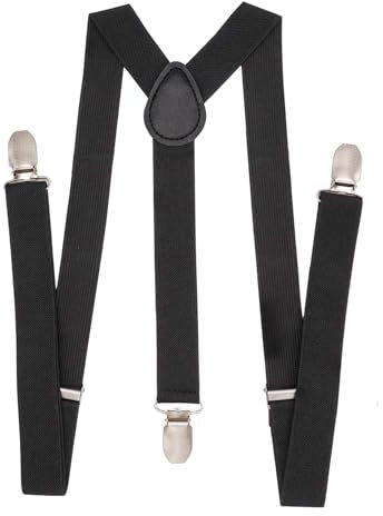 WannGe Verstellbare elastische Hosenträger für Herren, 2,5 cm, Schwarz , One size