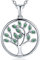JO WISDOM Tree of Life Necklace,925 Sterling Silver AAA Cubic Zirconia May Birthstone Emerald Color Family Tree Pendant Necklace,Jewellery for Women
