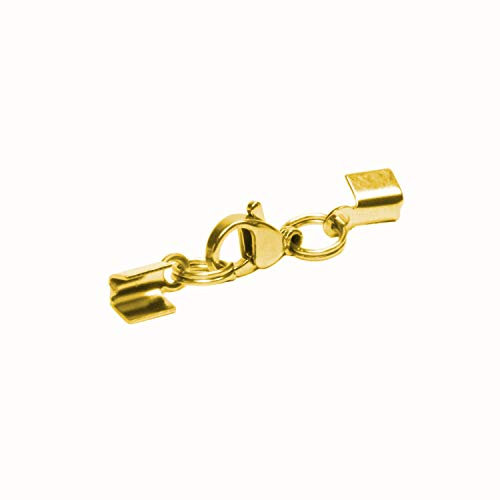 AURORIS - Karabiner-Klemmverschluss aus Edelstahl für ca. 2 bis 3 mm Bänder - Stückzahl/Farbe wählbar - Variante: 5 Stück/gold