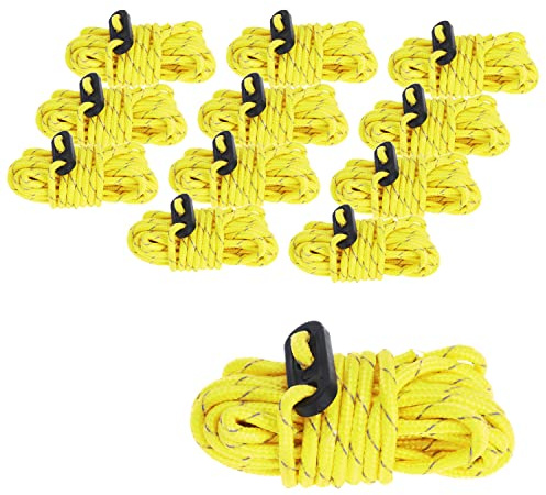 ToCi Abspannseil Abspannleine 4mm, 3,8 Meter lang reflektierend | Zeltleinen, Zeltschnur, Spannleine, 12 Stück für Zelt Camping | Spannschnur mit Seilspanner