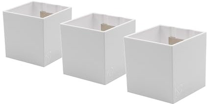 KalaMitica - Lot de 3 cubes magnétiques de 6,5 cm - Blanc - Boîtes de rangement ou cache-pots magnétiques avec aimant puissant pour tableaux magnétiques muraux