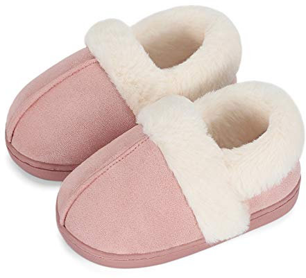 LACOFIA Pantofole Invernali per Bambina Ciabatte in Memory Foam per Ragazze Calde Scarpe da casa Antiscivolo Rosa 32/33 EU