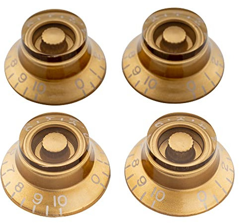 Musiclily Pro Metrische Gitarrenknöpfe Top Hat Potiknöpfe Bell Knobs für Epiphone Les Paul Style E-Gitarre Bass, Gold(4er Set)