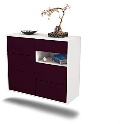 Dekati Sideboard Huntsville hängend (92x77x35cm) Korpus Weiss matt - Front Lila - Push to Open